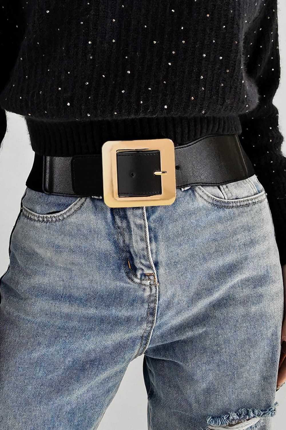 Alloy Buckle PU Leather Belt-Teresa's Fashionista LLC