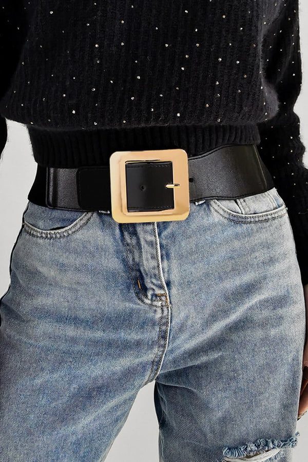 Alloy Buckle PU Leather Belt-Teresa's Fashionista LLC
