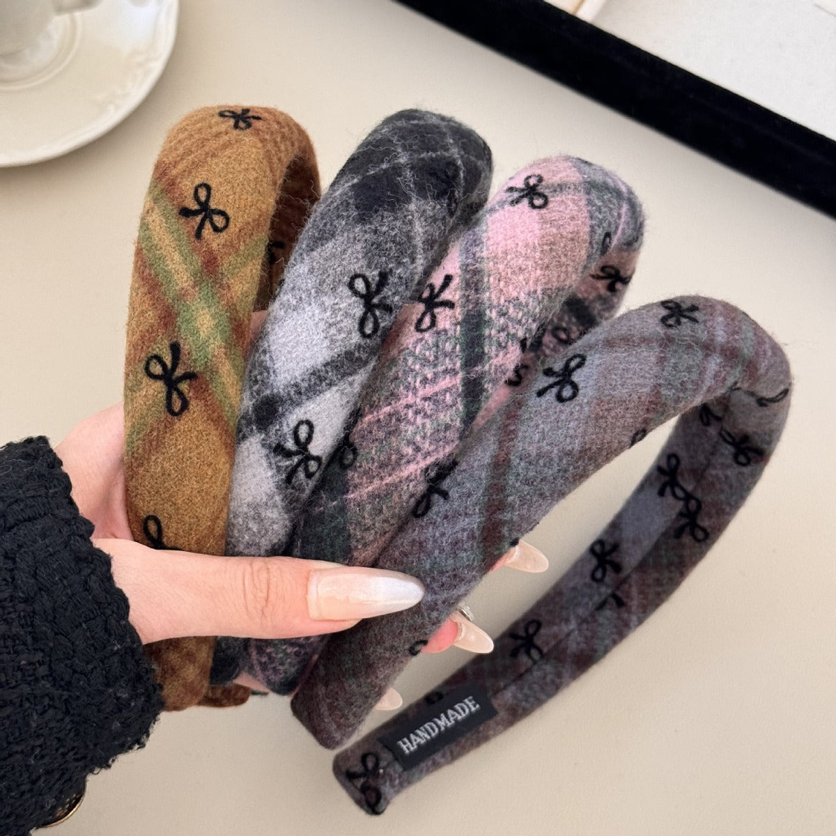 Bow Plaid Polyester Hair Headband - Teresa's Fashionista LLC