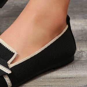 Bow Contrast Trim Point Toe Loafers-Teresa's Fashionista LLC