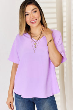 Zenana Texture Short Sleeve T-Shirt-Teresa's Fashionista LLC