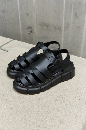 Qupid Platform Cage Stap Sandal in Black-Teresa's Fashionista LLC