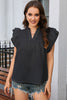 Notched Neck Butterfly Sleeve Blouse-Teresa's Fashionista LLC