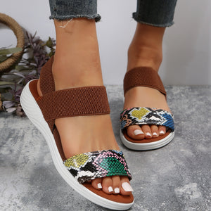 PU Leather Open Toe Low Heel Sandals-Teresa's Fashionista LLC