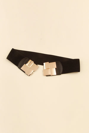 Geometric Buckle Elastic Wide Belt-Teresa's Fashionista LLC
