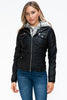 YMI Removable Faux Layered Multi-Pocket Jacket with Fuzzy Hood - Teresa's Fashionista LLC