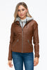 YMI Faux Layered Double-Zipper Jacket with Fuzzy Hood - Teresa's Fashionista LLC