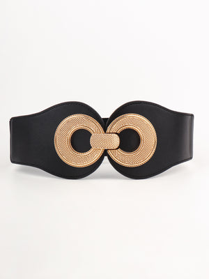 Alloy Buckle Elastic PU Belt-Teresa's Fashionista LLC