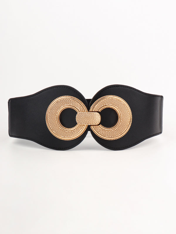 Alloy Buckle Elastic PU Belt-Teresa's Fashionista LLC