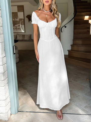 Devine Sweetheart Neck Short Sleeve Maxi Dress - Teresa's Fashionista LLC