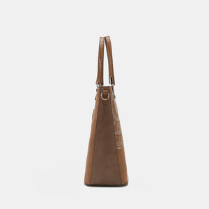 Nicole Lee USA Metallic Stitching Embroidery Inlaid Rhinestone Tote Bag-Teresa's Fashionista LLC
