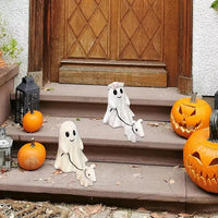 Halloween Ghost Walking Dog Decorative Ornament 2 Piece Set