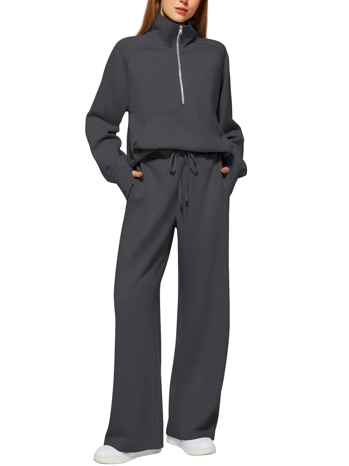 Solid Color Long-sleeved Sweater Trousers Suit Women's Suit - Teresa's Fashionista LLC