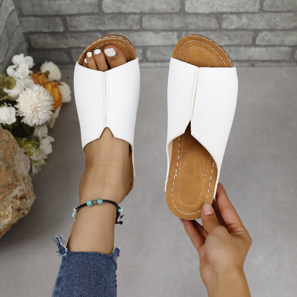 PU Leather Open Toe Sandals-Teresa's Fashionista LLC