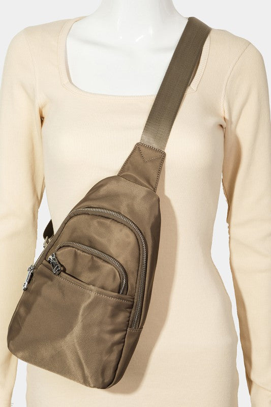 Fame Solid Color Nylon Sling Bag - Teresa's Fashionista LLC