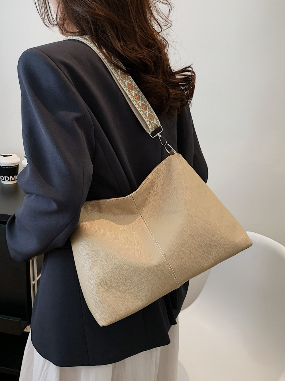 PU Leather Geometric Pattern Strap Shoulder Bag-Teresa's Fashionista LLC