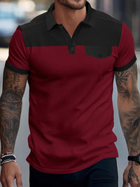 Men's Full Size Waffle-Knit Collared Contrast Polo Plus Size
