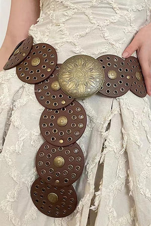 Zinc Alloy PU Disc Belt-Teresa's Fashionista LLC