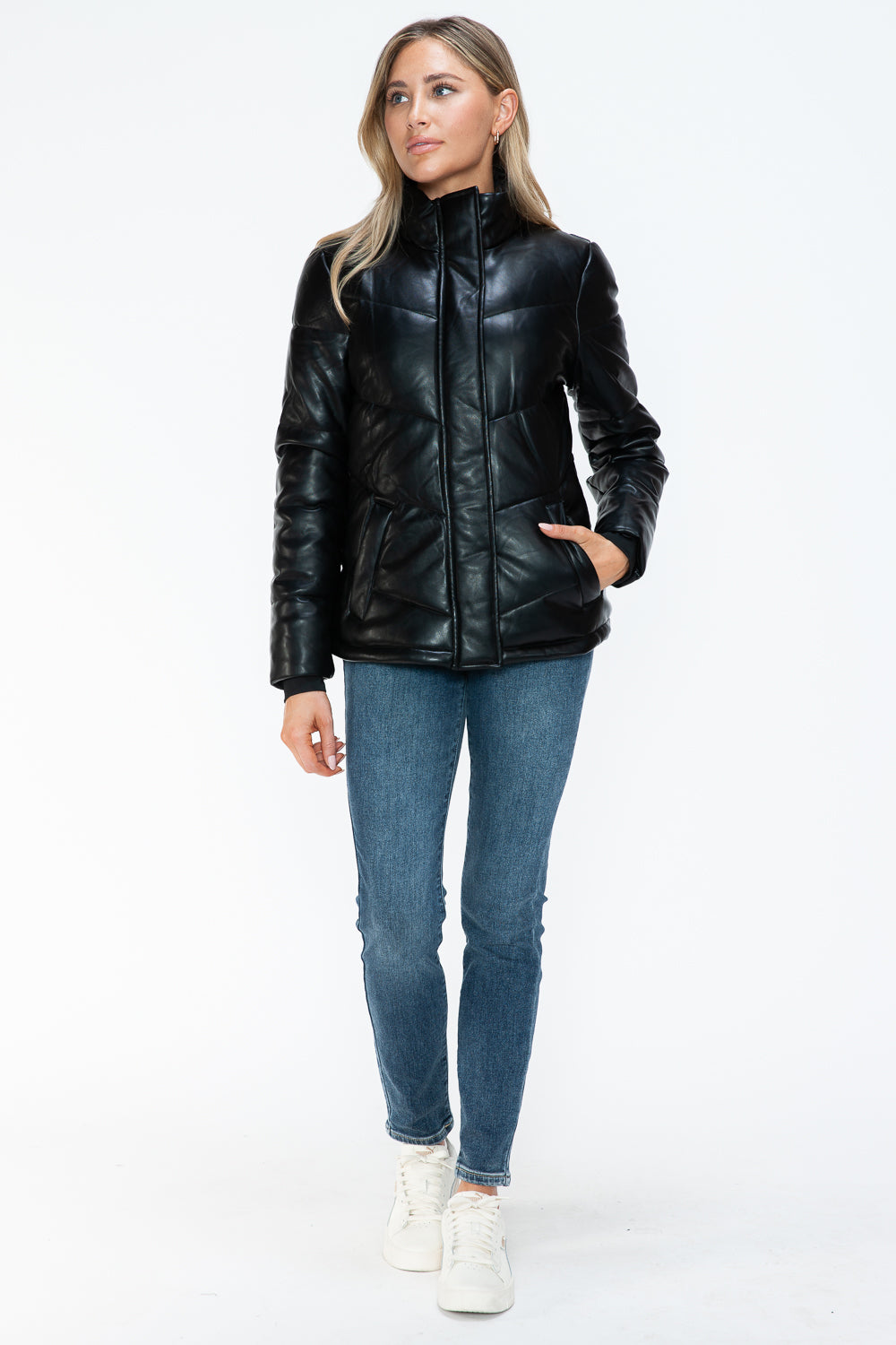 Snobbish Pocketed Zip Up Turtleneck Puffer Jacket - Teresa's Fashionista LLC