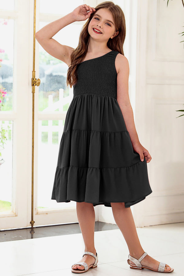 One-Shoulder Sleeveless Tiered Dress-Teresa's Fashionista LLC