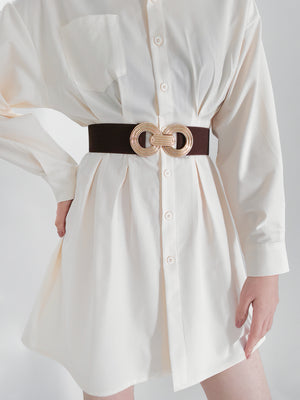 Geometric Buckle Elastic Wide Belt-Teresa's Fashionista LLC