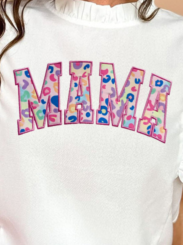 MAMA Mock Neck Cap Sleeve Blouse-Teresa's Fashionista LLC