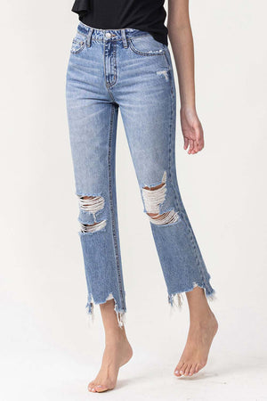 Lovervet High Rise Distressed Straight Jeans - Teresa's Fashionista LLC