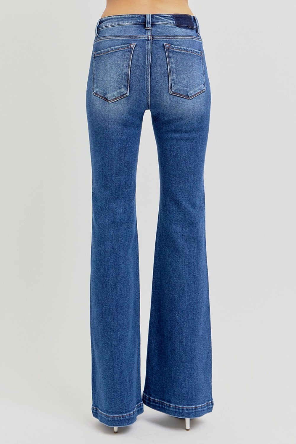 RISEN Full Size Low Rise Flare Jeans with Pockets - Teresa's Fashionista LLC