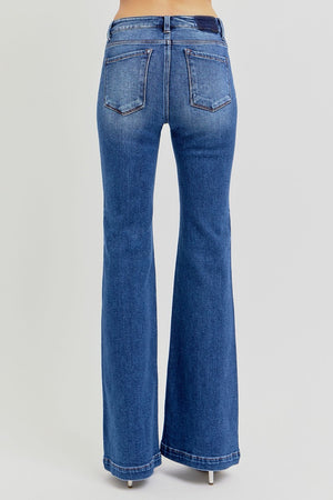 RISEN Full Size Low Rise Flare Jeans with Pockets - Teresa's Fashionista LLC