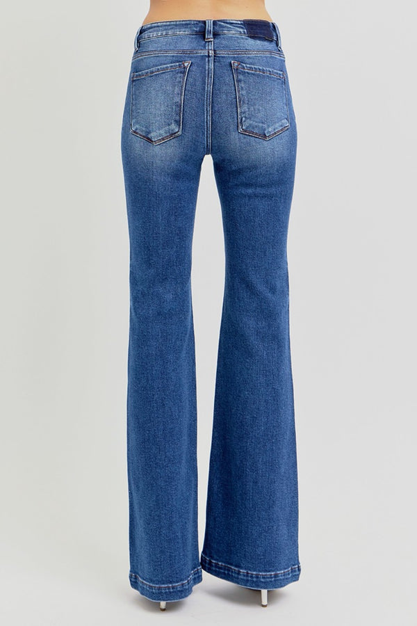RISEN Full Size Low Rise Flare Jeans with Pockets - Teresa's Fashionista LLC