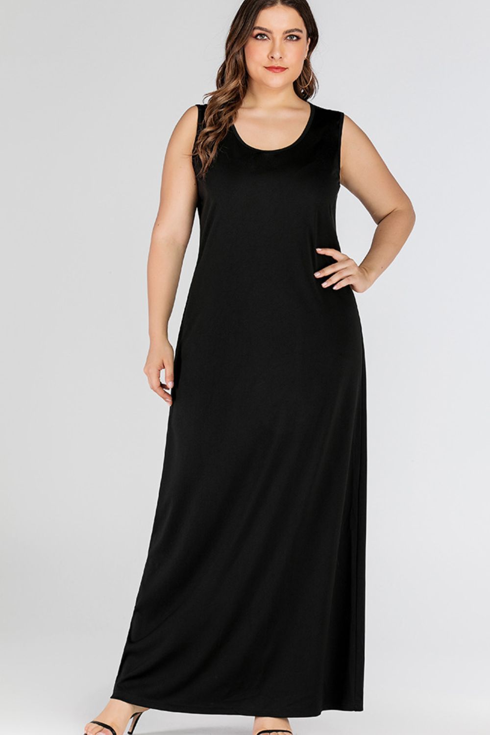 Plus Size Scoop Neck Maxi Tank Dress-Teresa&#39;s Fashionista LLC