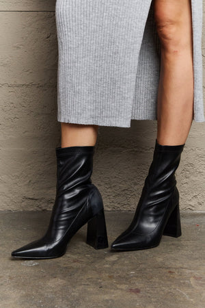 Weeboo Stacy Block Heel Sock Boots-Teresa's Fashionista LLC