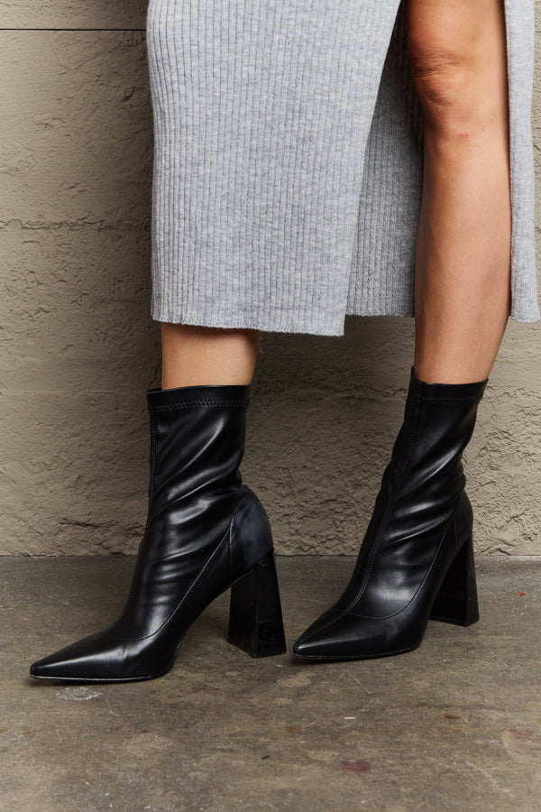 Weeboo Stacy Block Heel Sock Boots-Teresa's Fashionista LLC