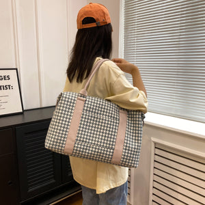 Houndstooth Canvas Travel Bag-Teresa's Fashionista LLC