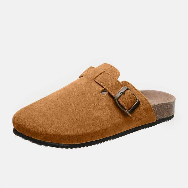 Suede Closed Toe Buckle Slide-Teresa's Fashionista LLC