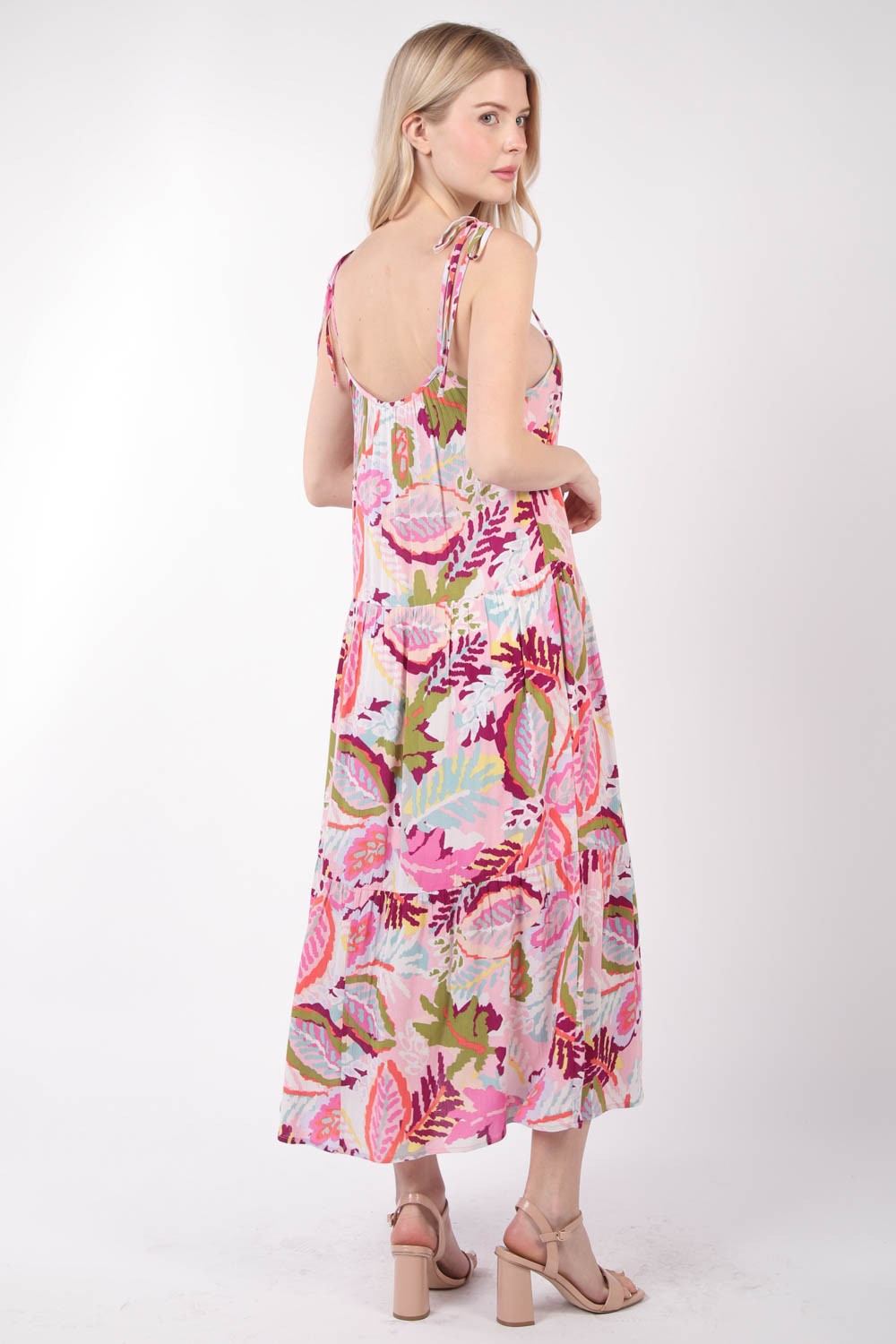VERY J Tropical Printed Cami Midi Dress-Teresa's Fashionista LLC