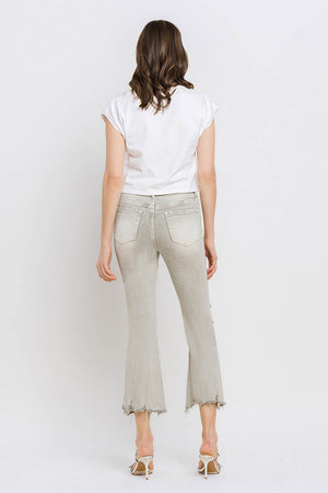 Lovervet Distressed Raw Hem Cropped Flare Jeans - Teresa's Fashionista LLC