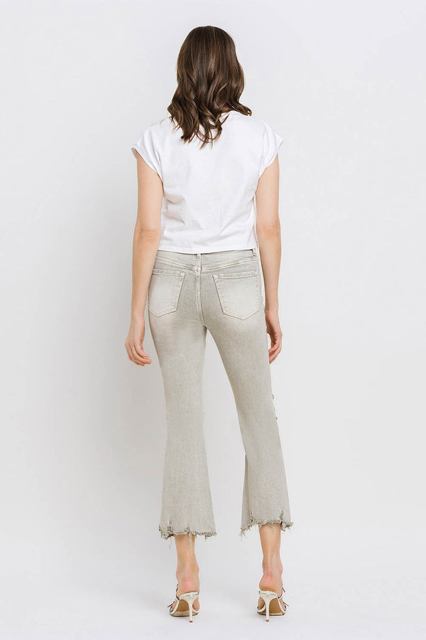 Lovervet Distressed Raw Hem Cropped Flare Jeans - Teresa's Fashionista LLC