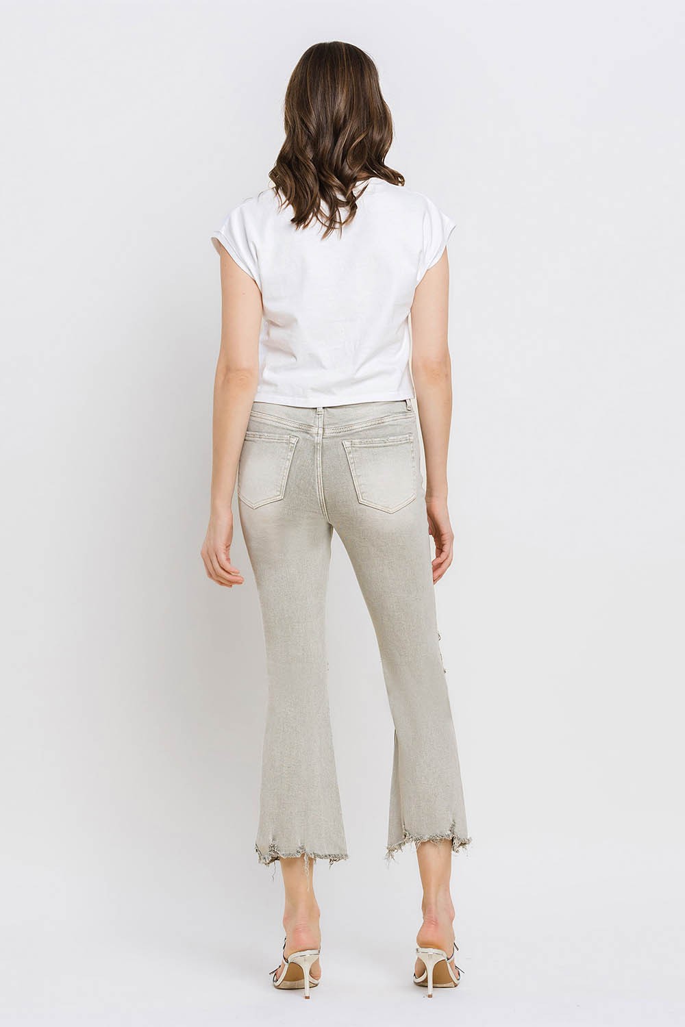 Lovervet Distressed Raw Hem Cropped Flare Jeans - Teresa's Fashionista LLC