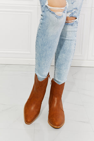 MMShoes Watertower Town Faux Leather Western Ankle Boots in Ochre-Teresa's Fashionista LLC