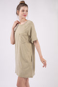 VERY J Washed Round Neck Mini Tee Dress-Teresa's Fashionista LLC