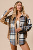 BiBi Curved Hem Sequin Plaid Button Up Shacket - Teresa's Fashionista LLC