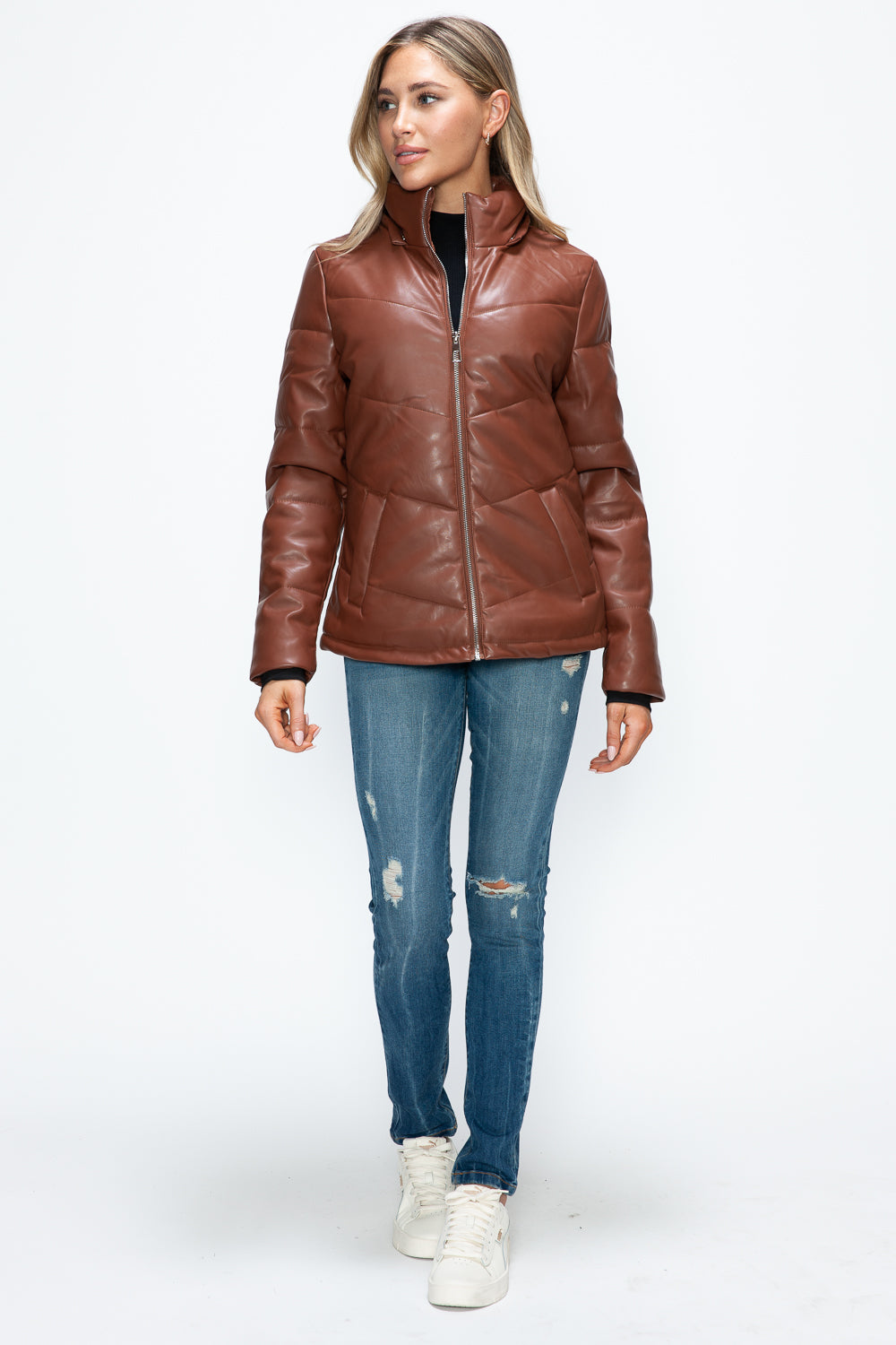 How Dare U Pocketed Zip Up Puffer Jacket with Removable Hood - Teresa's Fashionista LLC
