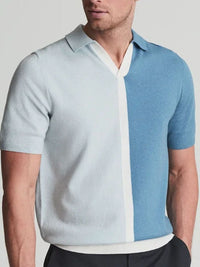 Men's Plus Size Two-Tone Short Sleeve Polo