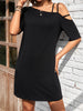 Asymmetrical Neck Half Sleeve Mini Dress - Teresa's Fashionista LLC