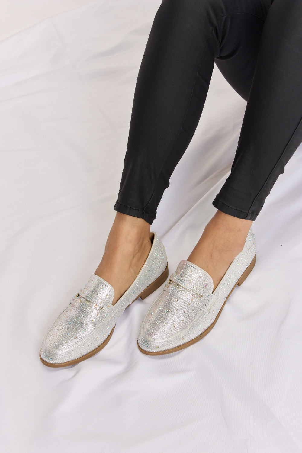 Forever Link Rhinestone Point Toe Loafers-Teresa's Fashionista LLC