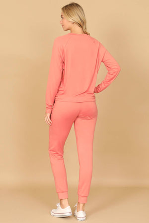 YMP40001V-SOLID LONG SLEEVE TOP AND JOGGERS SET