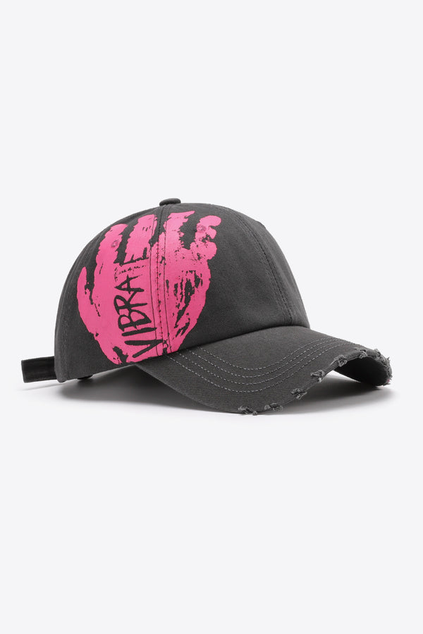 VIBRA Graphic Distressed Adjustable Baseball Cap-Teresa's Fashionista LLC