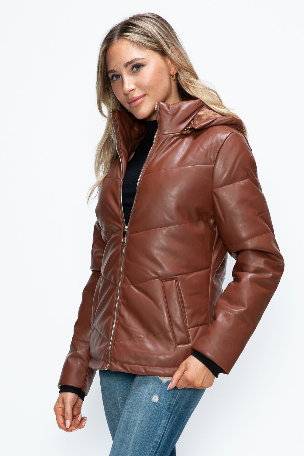 How Dare U Pocketed Zip Up Puffer Jacket with Removable Hood - Teresa's Fashionista LLC