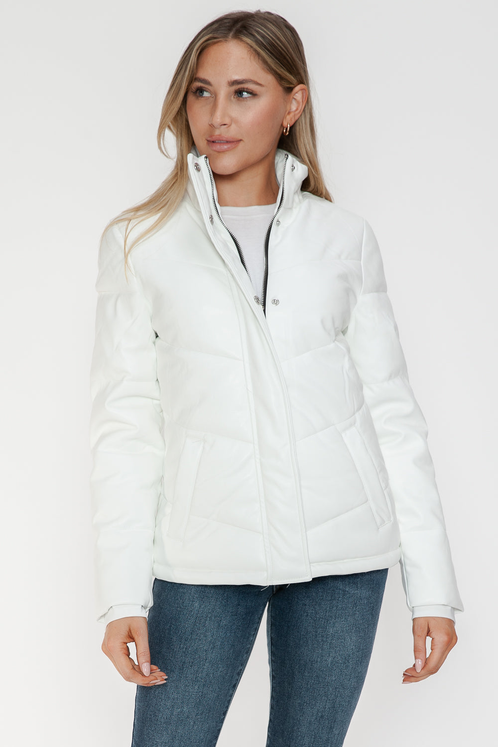 Snobbish Pocketed Zip Up Turtleneck Puffer Jacket - Teresa's Fashionista LLC